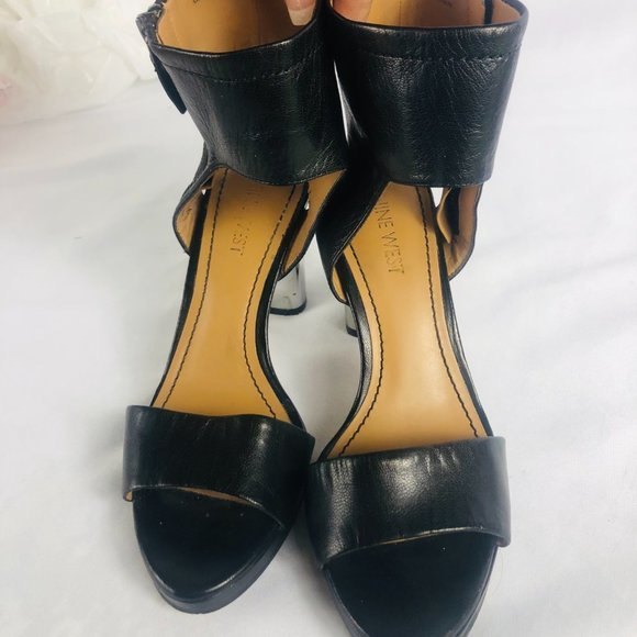 Black Nine West Sandal Ankle strap with Silver Heels 6M - Picture 11 of 12